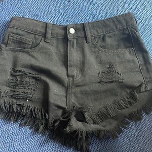 Black denim shorts